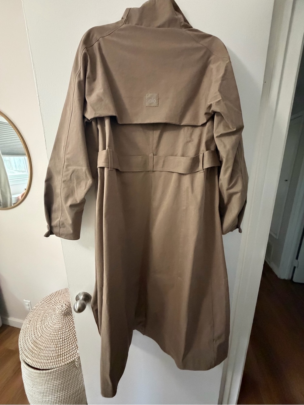 ALO Yoga Long Trench Coat in Light Brown